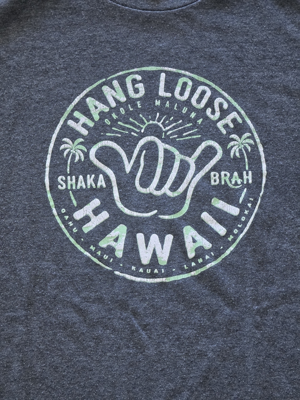 Hang Loose Hawaii Graphic Tee - Charcoal Gray Size M - Picture 2 of 10